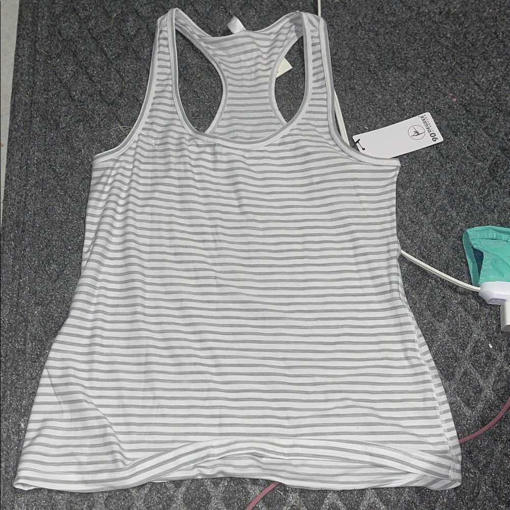 90 Degree By Reflex Light Gray Striped Tank Top